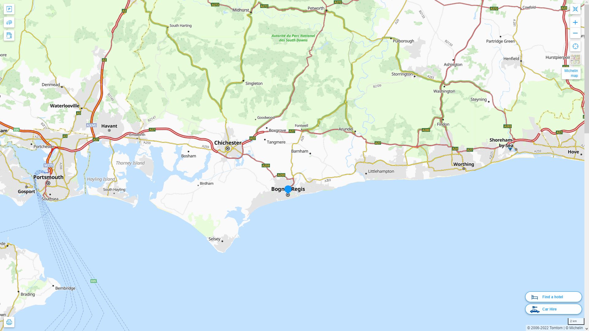 Bognor Regis Highway and Road Map